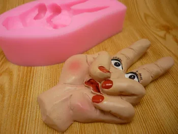 Naujas juokingi ranka, koja pelėsių silikono šokolado pyragas apdaila įrankis virtuvėje kepimo