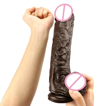 Naujas Kavos Spalvos, Tikroviškas Penis Super didelis Didelis Dildo su siurbtuko Sekso Žaislas, skirtas Moters Lyties Produkto Moterų Masturbacija Gaidys