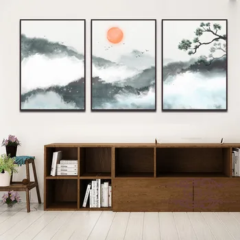 Naujas Kinų Stiliaus Abstraktus Ranka Gražus Kraštovaizdis Drobė Paveikslų, Plakatų Spausdinimo Sienos Meno Nuotrauką Kambarį Namuose Deco