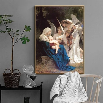 Naujas Klasikinio Žinomų Paveikslų, Portretų William Adolphe Bouguereau Daina Angelas Drobės Pianting Spausdinti Sienos Meno Dekoro Plakatas