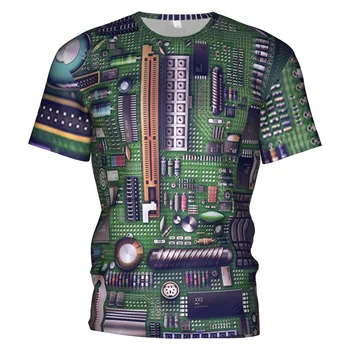 NAUJAS Kosmosas Elektroninių Hip-Hop marškinėlius Vyrų 3d Full spausdinti marškinėliai Vasaros trumpas rankovėmis tee Harajuku Punk Styl Vaikai Marškinėlius