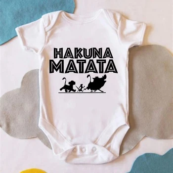 Naujas Liūtas Karalius HAKUNA MATATA Naujagimių Romper Harajuku Streetwear Pop Baby Girl Bamblys Patogus Minkštas Kūdikių Bodysuit