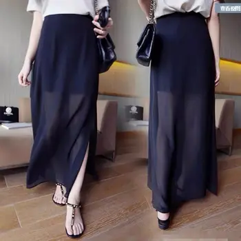 Naujas Mados Korėja stiliaus moteris maxi ilgas chiddon sijonai,seksualios Padalinta sijonas,kli dydis Bohemijos paplūdimio sijonai Juoda balta res M-8XL