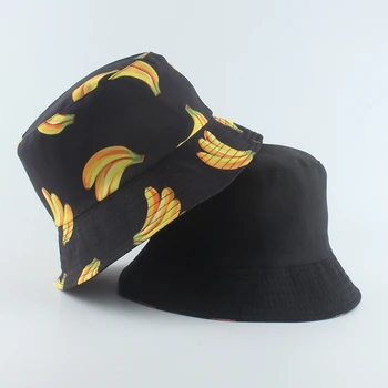 Naujas Mados Panama Kibiro Kepurę Vyrai Moterys Vasarą Kibirą Bžūp Bananų Spausdinti Bobą Skrybėlių Hip-Hop Gorros Grįžtamasis Žvejys Skrybėlę