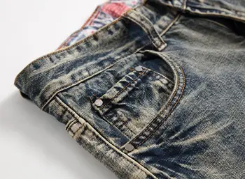 Naujas Mados Vyrai Skylių Klasikiniai Džinsai Gatvės Motociklas Ripped Jeans Vyriška Hip-Hop tiesiai Slim Jean atsitiktinis džinsinio audinio kelnės