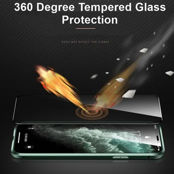 Naujas Magnetiniai Adsorbcijos Grūdinto Stiklo Metalo Atveju Iphone, SE X XR XS MAX 7 8 Plius 360 Apsauginis Dangtelis, Skirtas 
