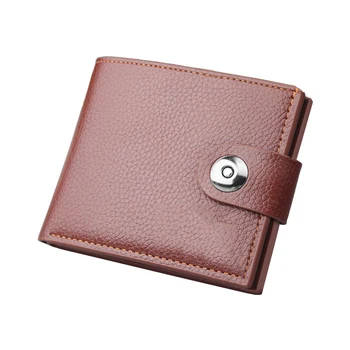 Naujas mažos piniginės snap mados vyriškos piniginės, odiniai vyriški trumpas piniginės kortelės turėtojas vientisos spalvos odinė piniginė