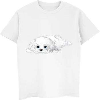 Naujas Mielas Havanese Šuniukas Print T-shirt Vyrai Moterų Medvilnės trumpomis Rankovėmis Marškinėliai Atsitiktinis Unisex Karšto Parduoti Marškinėliai Hip-Hop Tees Viršūnės