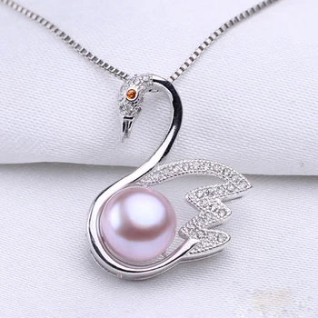 Naujas mielas Žąsų natūralių gėlavandenių perlų pakabukas moterų blizga didelis pearl 10-11mm 925 sterlingas sidabro gimtadienio dovana