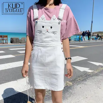 Naujas Moterų Dirželis Sijonas Kawaii Cute Kačių Ausų Siuvinėjimo Suspender Sijonas Mini Sijonai Japonų Stiliaus Mori Girl Lolita 8446