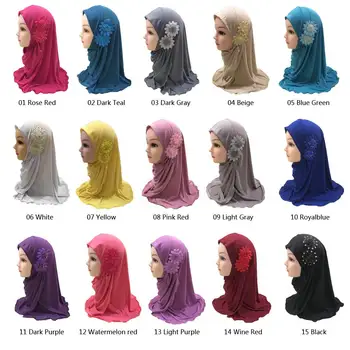Naujas Musulmonų Vaikų Mergaičių Hijab Islamo Arabų Mokyklos Apdangalai, Underscarf Šalikas Wrap Skarelė Pilnas draudimas Malda Skrybėlę Aksesuarai 2-7Y