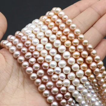 Naujas natūralių gėlavandenių perlų nepriekaištinga 7-8MM AAA prarasti karoliukai 15 