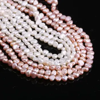 Naujas nereguliarus baltos, rožinės perlų karoliukus, Paprastas ir stilingas, šaliai, papuošalai, dovana pearl dydis 3-4mm