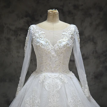 Naujas nėrinių bažnyčios traukinio vestuvių suknelė blizga vestuvių suknelė pagal užsakymą pagaminti gamykloje, didmeninės kainos royal traukinio nuotakos suknelė