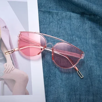 Naujas Ovalo formos Rožinės spalvos Moteriški Akiniai nuo saulės Moterų Retro Prabangos Prekės ženklo Dizaineris skėtį nuo saulės UV Apsauga Mados UV400 Akiniai nuo saulės