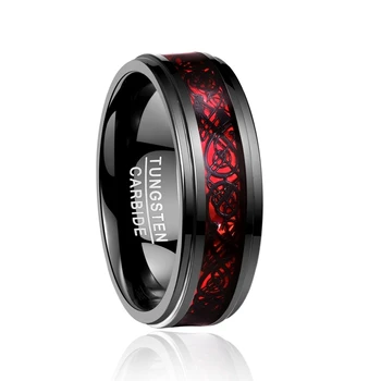 Naujas Prekės ženklas Bijoux vyro Papuošalai žiedas electroplated juoda inkrustacijos raudona opal popieriaus black dragon protektoriaus žingsnis volframo žiedas