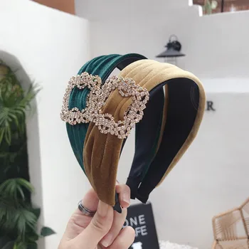 Naujas Prekės Ženklas Bohemijos Aksomo Plaukų Juostos Mergina Ekrano Užsklandą Su Metalo Kalnų Krištolas Hairband Moterų Galvos Apdangalai, Mada, Plaukų Aksesuarai