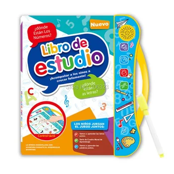 Naujas Punktas ispanų ir anglų kalbos Mokymosi Knyga, Vaikų Ebook Žaislai Ankstyvojo Ugdymo Mašina,Vaikas Geriausiai Daugiafunkcį Skambantį vaikystės draugas