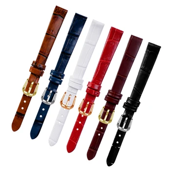 Naujas, retro stiliaus, universalus mažas odos watch band ponios dirželis bambuko modelio apyrankę juoda raudona mėlyna 6mm 8mm 10mm apyrankė