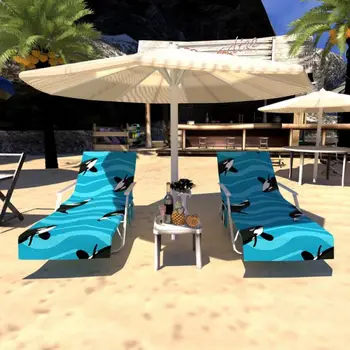 Naujas Spausdinti Mikropluošto Saulės Kėdė Paplūdimio Padengti Rankšluostį Atostogų Sodas, Baseinas Vonia Rankšluostį Tingus Kėdė Su Kišenėmis