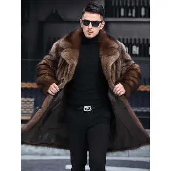Naujas stilius audinės kailiniai paltai vidutinės ir ilgalaikės socialinės berniukas didelis dydis sutirštės vyriški kailiniai žiemą