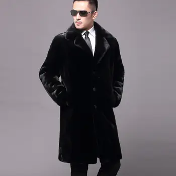 Naujas stilius audinės kailiniai paltai vidutinės ir ilgalaikės socialinės berniukas didelis dydis sutirštės vyriški kailiniai žiemą
