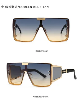Naujas vientisas flat top šviesą negabaritinių rėmo vyriški akiniai nuo saulės mados tendencija-metalo moterų Aviacijos akiniai nuo saulės Oculos De Sol