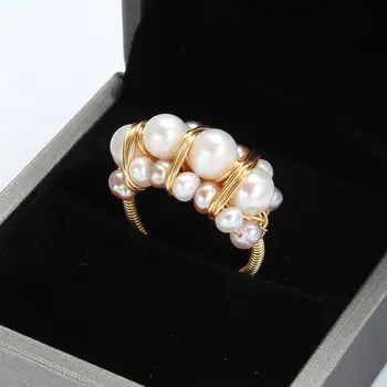 Naujas Žiedas Gamtos Baroko Gėlavandenių Perlų Žiedai Moterims Vestuvių Dovaną, Originalaus Dizaino Rankų Darbo Žiedas Pearl Fine Jewelry