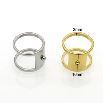Naujausias Dizainas, Aukso Spalvos Kvadratą Žiedas 16mm Moterų/vyrų Mados Juvelyrikos Šalies Madinga Nerūdijančio Plieno Apvali Juosta Žiedas