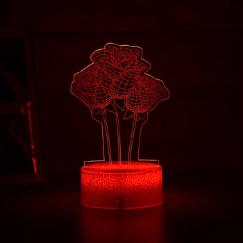 Naujausias Kid Šviesos Naktį 3D LED Nakties Šviesos Kūrybos Lentelė, Naktiniai staleliai, Lempa Romantiška Rožė šviesos Vaikai Gril Namų Dekoravimo, Dovanų