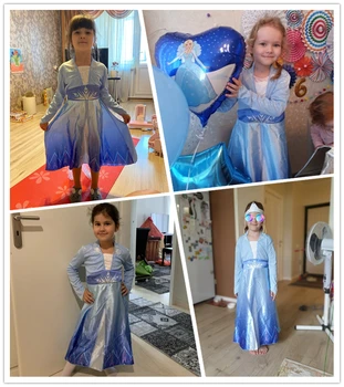 Naujausias Vaikų Mergaičių Kalėdų Dress Vaikams Helovyno Karnavalas Kostiumas Mergaitėms Crystal Light Blue Mergina Rudenį Ilgomis Rankovėmis Suknelė
