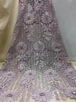 Naujausios Afrikos nėriniais, šifono audinių Nigerija vestuvių suknelė gražių karoliukų, audinių TS7736