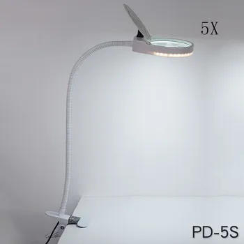 Nauji Apšviesta didinamasis stiklas Clip-on Lentelės Viršuje Stalas LED Lempa Skaitymui 5x Didelis Lęšio, Didinamojo Stiklo su Apkaba 3/10X