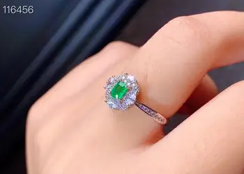 Nauji gamtinių smaragdas žiedas 925 sidabro moterų žiedas švieži ir puikus dizainas stilius-geriausia dovana pasirinkimas