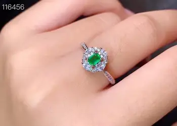 Nauji gamtinių smaragdas žiedas 925 sidabro moterų žiedas švieži ir puikus dizainas stilius-geriausia dovana pasirinkimas