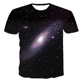 Nauji marškinėliai vyriški aukštos kokybės vyriški ir moteriški marškinėliai naktį žvaigždėtą dangų trumpas rankovės 3D spausdinimo gražus modelis T-shirt