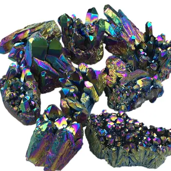 Naujiena Natūralus Kvarco Kristalas Vaivorykštė Titano Grupių VUG Mineralinių Pavyzdys Gydymo Geltona Kristalų citrinas rašė Grupių Kristalų Namuose