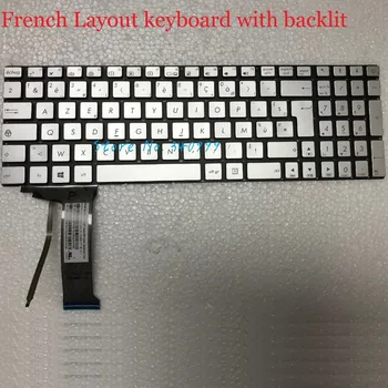 Naujoji klaviatūra AZERTY clavier už ASUS N551 N551J N551JQ N551JK N551JM N551JW prancūzijos su apšvietimu, sidabrinė klaviatūra