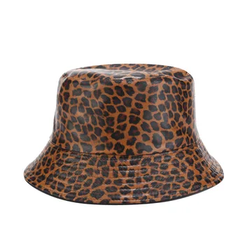 Naują skrybėlę moterų Europos ir Amerikos leopard print dvigubas veidas žvejo skrybėlę lauko atsitiktinis puodą skrybėlių mados skrybėlę