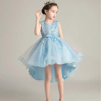 Naujų gėlių mergaitė Princesė Gimtadienio Priekaba China suknelė mergina 3-12 metų princesė baigimo šalis pirmą priekaba suknelė