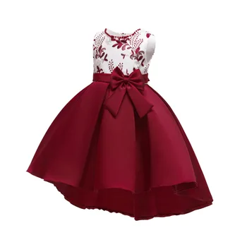 Naujų Gėlių Mergaičių Suknelės Vaikams Duobute Gėlių Siuvinėjimas Liemenė Satino Vestuvės Dress Oficialų Mergaičių Drabužių Bebe Vestido