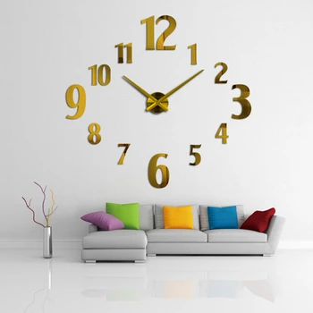 Naujų pardavimo dizaino didelių 3d sieninis laikrodis akrilo veidrodis kvarco žiūrėti laikrodžiai namų puošybai Vieno Veido kambarį lipdukai