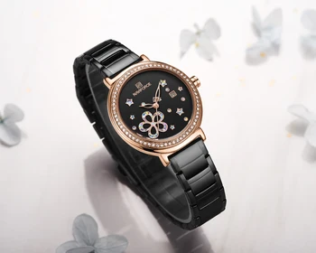 NAVIFORCE Moterų Laikrodžiai Prabangos Prekės 2020 Nerūdijančio Plieno Ponios Žiūrėti Mados Laikrodis atsparus Vandeniui Paprastas Stilius Reloj Mujer