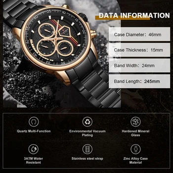 NAVIFORCE Prabangos Prekės ženklo Vyrai Laikrodžiai Multi-funkcija Auto Data Vandeniui Laikrodis Mados Atsitiktinis Kvarcinis Laikrodis Relogio Masculino