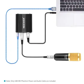 Neewer 1-Kanalo Phantom Maitinimas + USB Laidas, 3 Pin Mikrofono Kabelis Bet Kondensatoriaus Mikrofonas, Muzikos Įrašymo Įranga