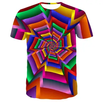 Negabaritinių Marškinėliai 2020 metų Vasaros Geometrinio Rato 3D Išspausdintas Viršų Tees Mados Apvalios Kaklo trumpomis Rankovėmis Atsitiktinis Laisvi Marškinėliai Vyrams