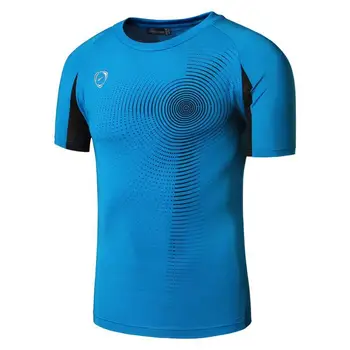 Negabaritinių Vyrų Marškinėlius (T-Shirt Marškinėliai, Sporto Sausas Tinka Trumpas Rankovės Veikia Fitneso Treniruotės LSL013 OceanBlue2