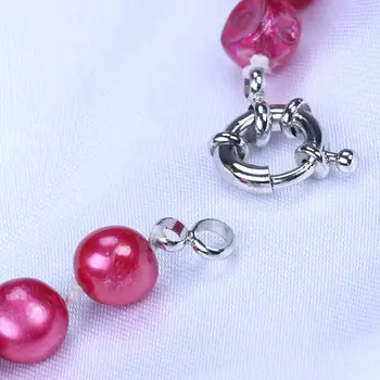 Nekilnojamojo gėlavandenių perlų rožė raudona spalva 10-11mm baroko karoliai moterims