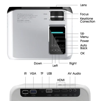 Nekilnojamojo TV E500 HD Projektorius 3500 liumenų remti 1080P Namų Kino sistemos HDMI VGA AV TF USB