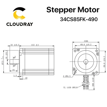 Nema 34 Stepper Motorinių 112m 2 Etapas 8.5 N. 4.9 m 4-švino Stepper Motorinių Didelis Sukimo momentas (34CS85FK-490) už CNC frezavimo graviravimo staklės